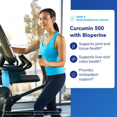 Pure Encapsulations Curcumin 500 with Bioperine label closeup highlights detox and absorption.