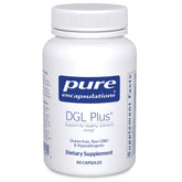 Pure Encapsulations DGL Plus bottle and capsules for daily digestion support.