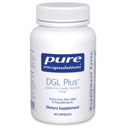 Pure Encapsulations DGL Plus bottle and capsules for daily digestion support.