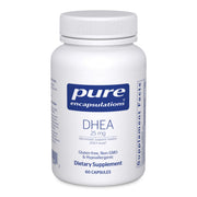 Pure Encapsulations DHEA 25 mg bottle with capsules for energy support.