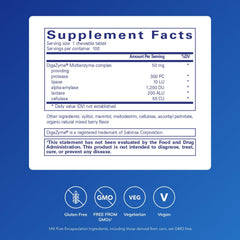 Pure Encapsulations Digestive Enzyme Chewables tablets closeup highlights vegetarian enzymes