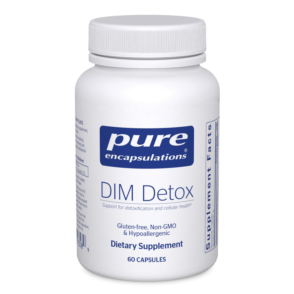 Pure Encapsulations DIM Detox bottle front view highlighting design for detox support