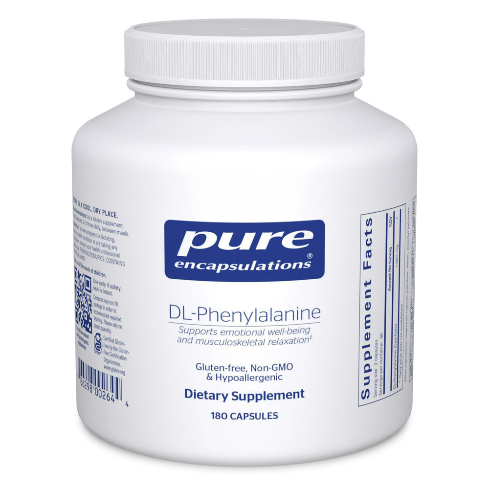 Pure Encapsulations DL-Phenylalanine bottle for daily cognitive support