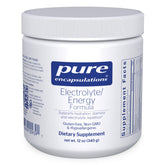 Pure Encapsulations Electrolyte/Energy Formula bottle closeup supports hydration during workouts.