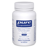 Pure Encapsulations glucosamine chondroitin MSM bottle front promotes joint health and ease of daily use.