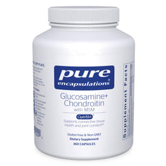 Pure Encapsulations glucosamine chondroitin MSM bottle indicating joint support potential
