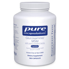 Pure Encapsulations Glucosamine MSM bottle front view for joint support.