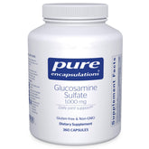 Pure Encapsulations Glucosamine sulfate 1000 mg bottle close-up for joint support.