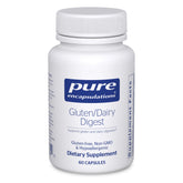 Pure Encapsulations gluten dairy digest bottle pour showing enzyme support for gluten