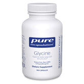 Pure Encapsulations Glycine bottle highlighting liver support and restful sleep benefits.