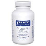 Pure Encapsulations Grape Pip 500 mg bottle shows premium antioxidant-focused supplement.