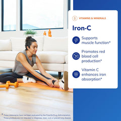 Iron-C packaging showing balance of iron and Vitamin C for absorption