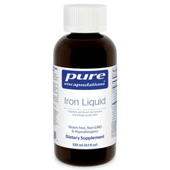 Pure Encapsulations Iron Liquid bottle shown for easy daily iron support