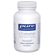 Pure Encapsulations L-Tryptophan bottle on a shelf signaling pure quality for restful evenings