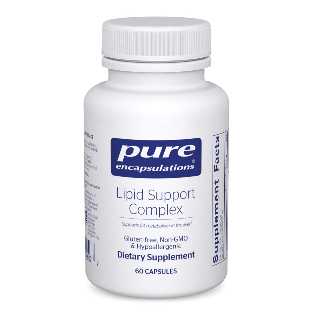 Pure Encapsulations Lipid Support Complex bottle with capsules for liver wellness.