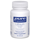 Pure Encapsulations Lithium Orotate 5 mg bottle front view highlighting brain health support.