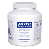 Pure Encapsulations Longevity Nutrients bottle front for daily aging support.