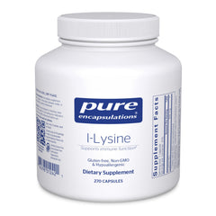 Pure Encapsulations L-Lysine bottle front for immune support, premium quality.