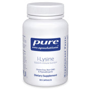 Pure Encapsulations L-Lysine capsules in bottle support immune function.