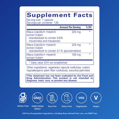 Pure Encapsulations Maca-3 capsules close-up emphasizing hypoallergenic formula for sensitive users