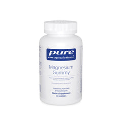 Pure Encapsulations Magnesium Gummy bottle closeup for easy daily use.