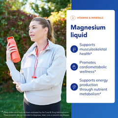 Closeup of Pure Encapsulations Magnesium Liquid label highlighting premium ingredients.