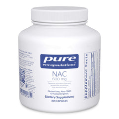 Pure Encapsulations NAC 600 mg bottle cap — premium, allergen-free supplement for respiratory support