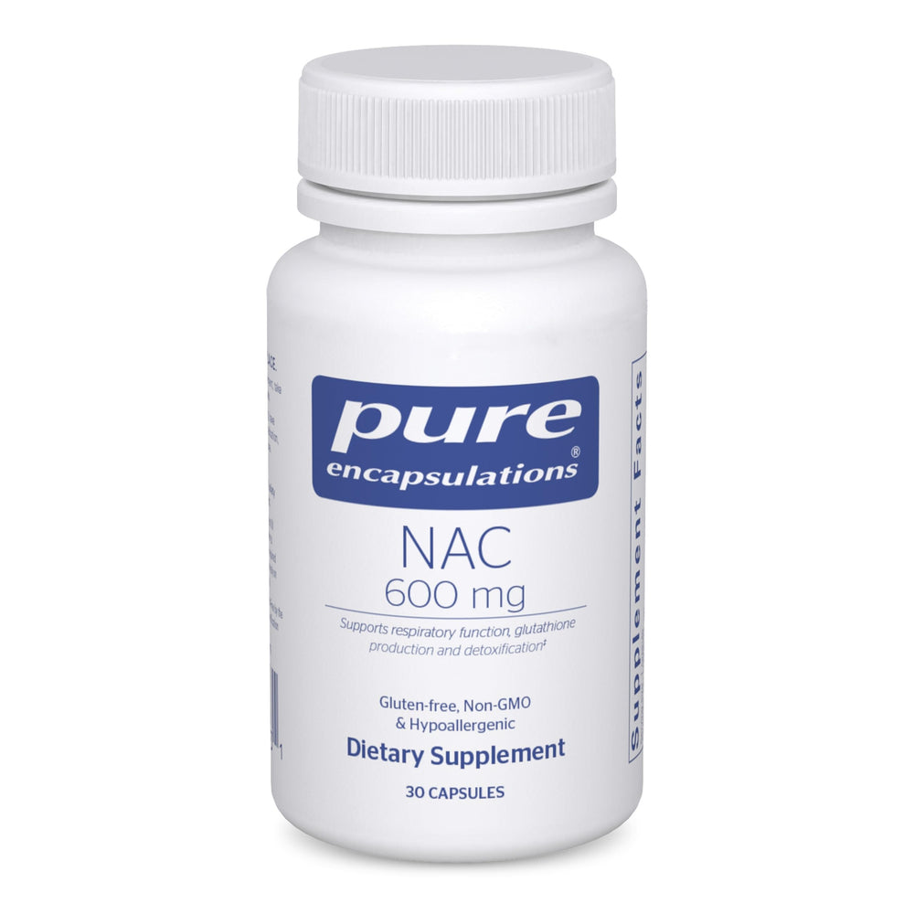 Pure Encapsulations NAC 600mg bottle with antioxidant support for lungs.