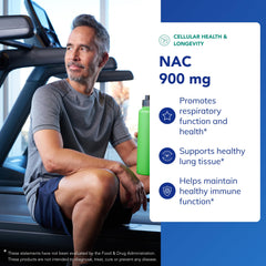 Pure Encapsulations NAC 900mg label clearly shows dosage and ingredients for informed use.