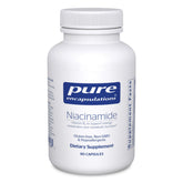 Pure Encapsulations Niacinamide bottle front shows a trusted B3 supplement for daily energy support.
