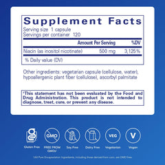 Pure Encapsulations Niacitol capsules close-up for convenient metabolism and tissue support.