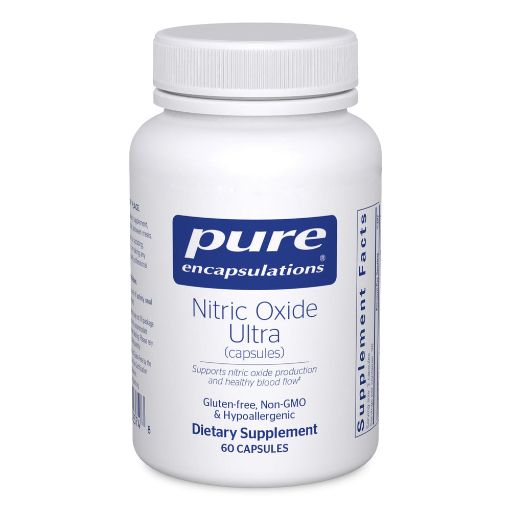 Pure Encapsulations Nitric Oxide Ultra bottle shown for daily cardiovascular support