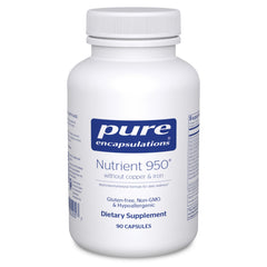 Pure Encapsulations Nutrient 950 bottle label highlights hypoallergenic formula for sensitive users