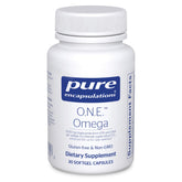 Pure Encapsulations O.N.E. Omega bottle pouring to boost daily omega intake.