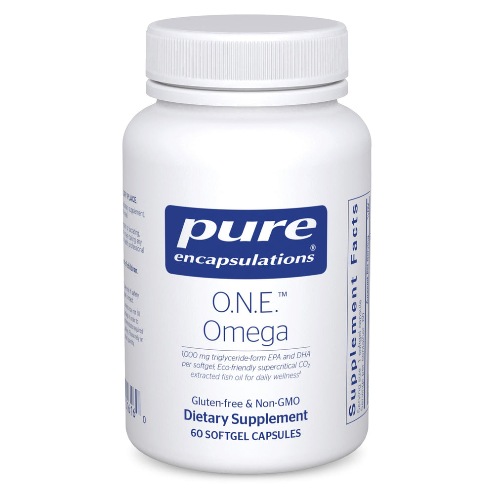 Pure Encapsulations O.N.E. Omega bottle with pure omega-3 for heart and brain support