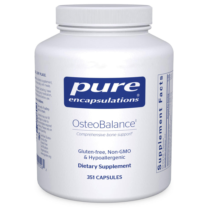 Pure Encapsulations OsteoBalance bottle demonstrating calcium absorption support