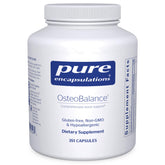 Pure Encapsulations OsteoBalance bottle demonstrating calcium absorption support