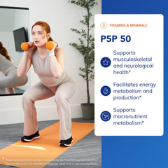 Pure Encapsulations P5P 50 capsules closeup demonstrates easy-to-swallow capsules.