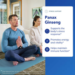 Pure Encapsulations Panax Ginseng daily capsules on display emphasizing endurance and energy potential