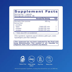 Acid-resistant capsules from Pure Encapsulations Pancreatic Enzyme Formula deliver enzymes to the GI tract.