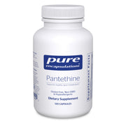 Pure Encapsulations Pantethine bottle front promoting hypoallergenic lipid metabolism support.