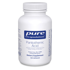 Pure Encapsulations Pantothenic Acid bottle on a clean surface supports daily energy metabolism.