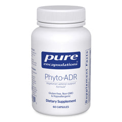 Pure Encapsulations Phyto-ADR bottle front highlighting vegetarian adrenal support.