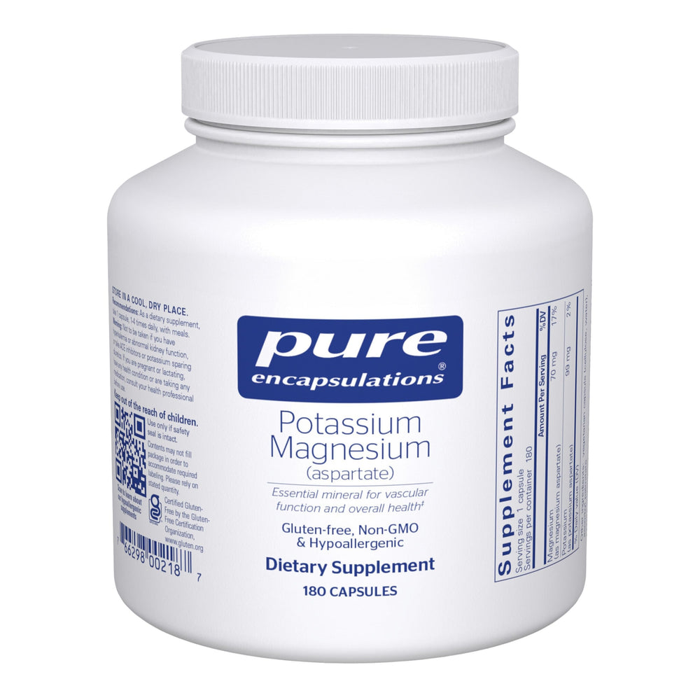 Pure Encapsulations Potassium Magnesium bottle; supports heart and muscle function.