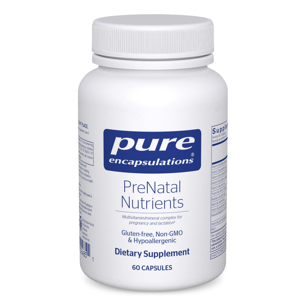Pure Encapsulations PreNatal bottle with capsules for daily prenatal support.