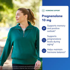 Etiqueta de Pure Encapsulations Pregnenolona 10 mg, información clara sin OGM.