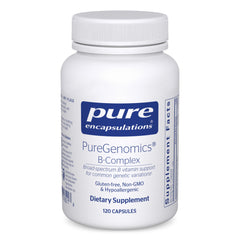 Pure Encapsulations PureGenomics B-Complex bottle label for broad B vitamin support.