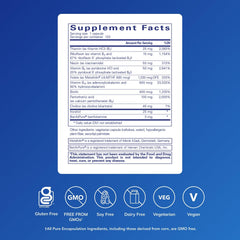 Pure Encapsulations PureGenomics B-Complex capsules closeup highlighting activated vitamins.