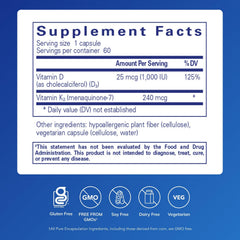 Pure Encapsulations PureHeart K2D capsules prepared for daily cardiovascular health support.