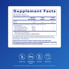 Pure Encapsulations PureNutrients EPA/DHA Gummy close-up of lemon-lime gummies promoting daily wellness.